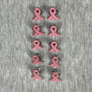 10 COUNT Pink Ribbon 3/5” Lapel Pins - Breast Cancer Awareness - Metal W/ Enamel